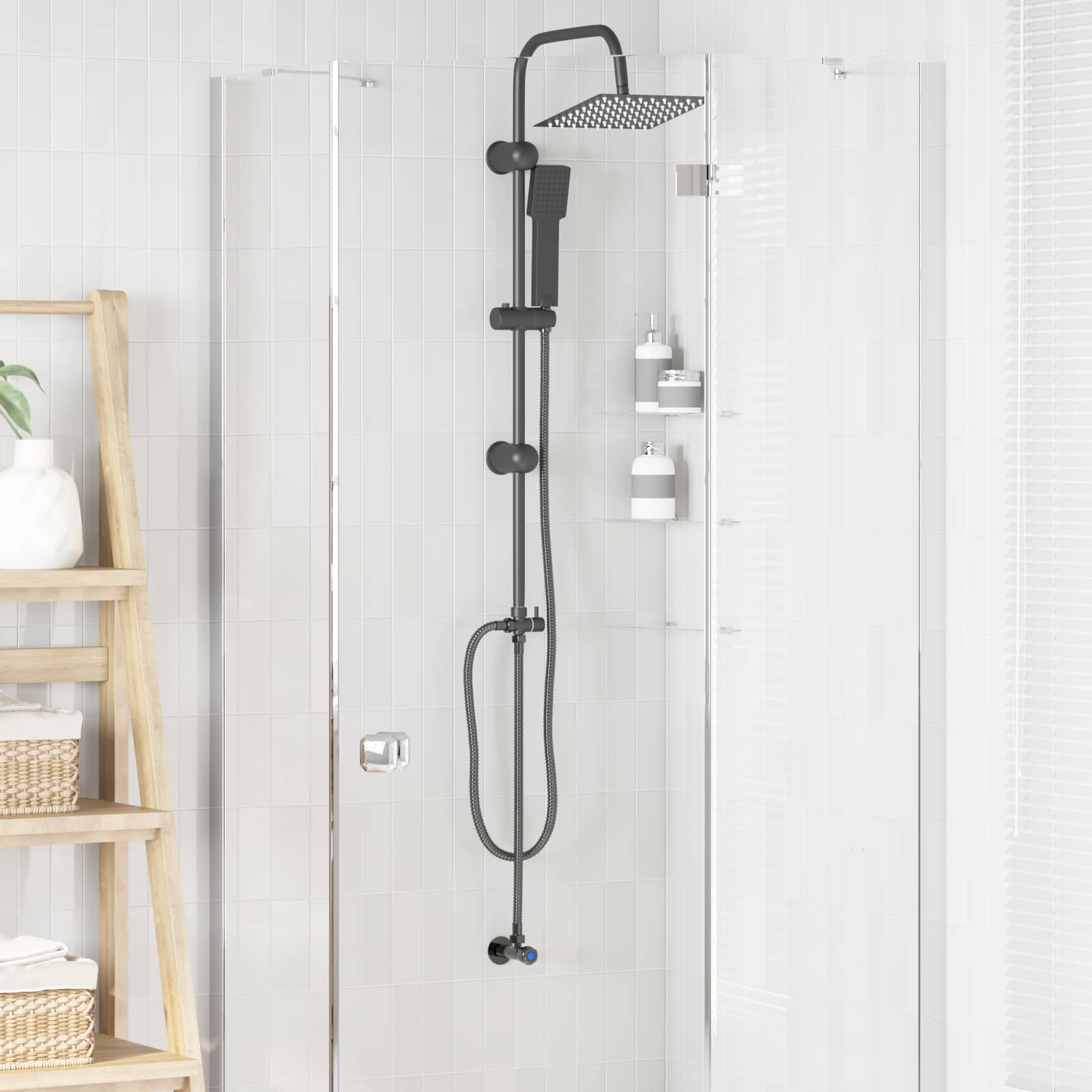 vidaXL Duschsystem Schwarz 47 x 20 x 95 cm Edelstahl