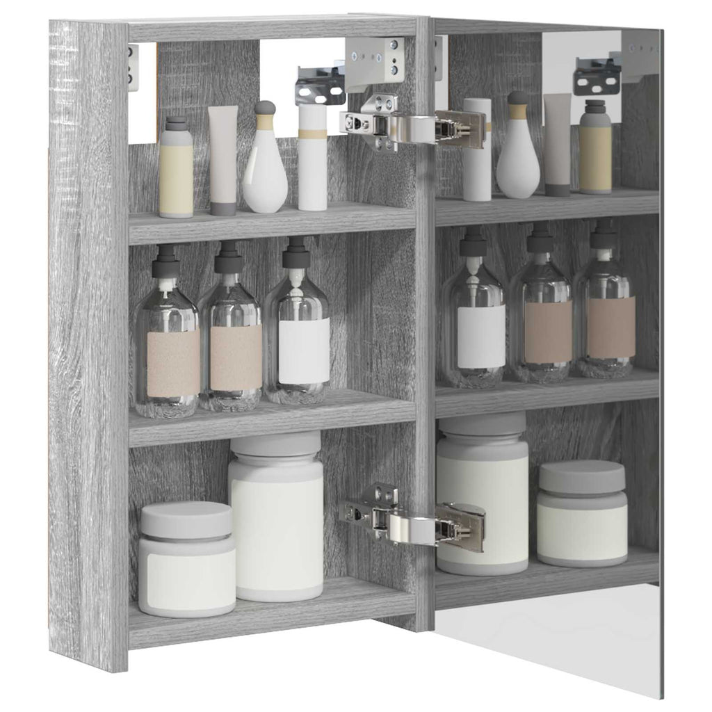 vidaXL Badezimmerspiegelschrank Graues Sonoma 30 x 10,5 x 50 cm