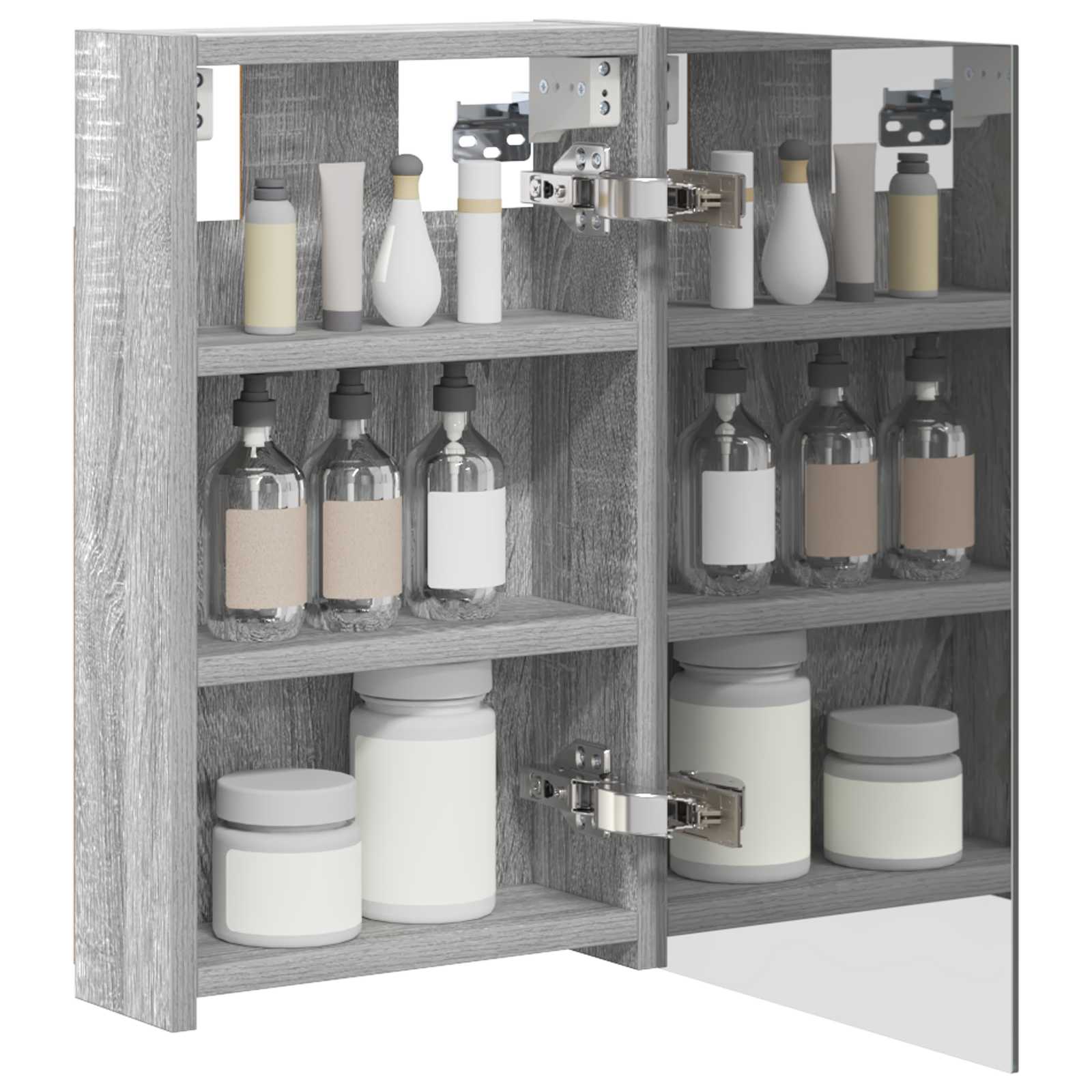 vidaXL Badezimmerspiegelschrank Graues Sonoma 30 x 10,5 x 50 cm