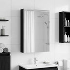 vidaXL Badezimmerspiegelschrank mit Regal mit Tür Schwarz Eichen-Optik