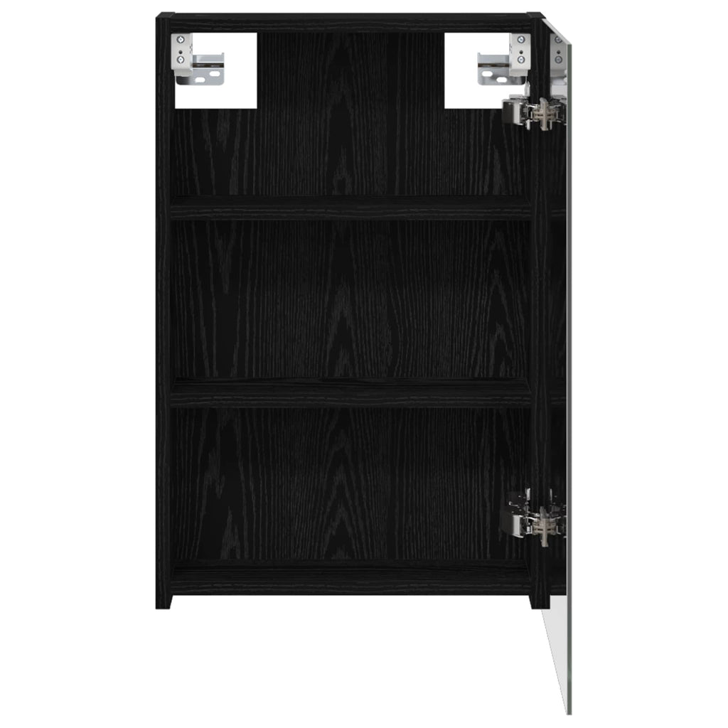 vidaXL Badezimmerspiegelschrank mit Regal mit Tür Schwarz Eichen-Optik