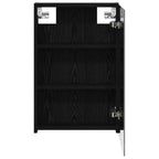 vidaXL Badezimmerspiegelschrank mit Regal mit Tür Schwarz Eichen-Optik
