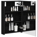 vidaXL Badezimmerspiegelschrank mit Regal mit Tür Schwarz Eichen-Optik