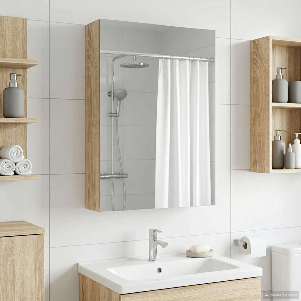 vidaXL Badezimmerspiegelschrank Sonoma-Eiche 40 x 10,5 x 60,5 cm