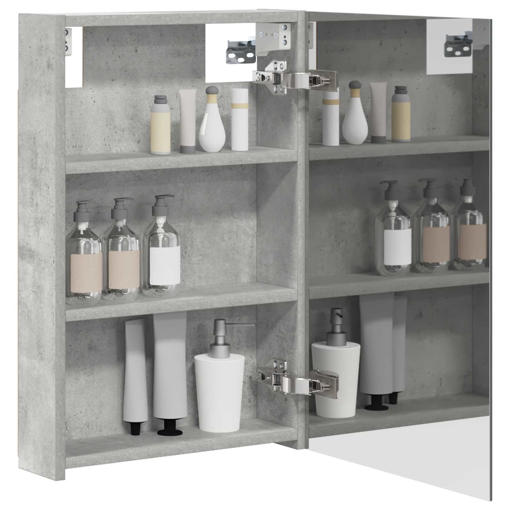 vidaXL Badezimmerspiegelschrank mit Tür Beton Grau 40 x 10,5 x 60,5 cm