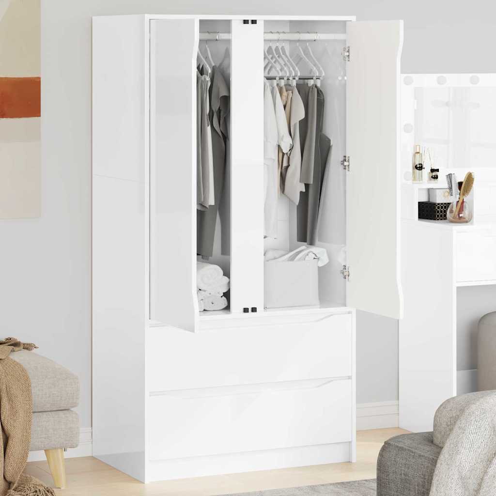vidaXL Kleiderschrank Hochglanz Weiß 79,5 x 49 x 156 cm Holzwerkstoff