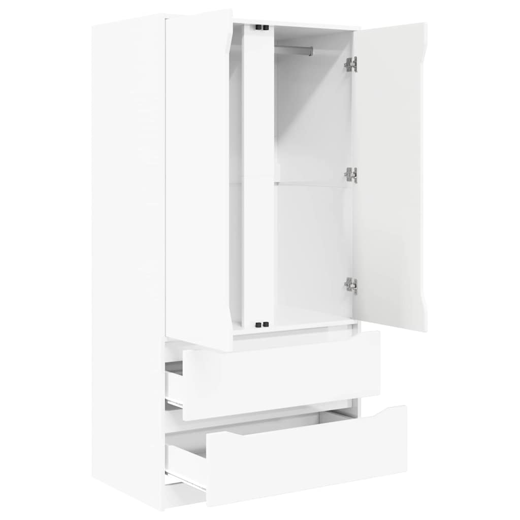 vidaXL Kleiderschrank Hochglanz Weiß 79,5 x 49 x 156 cm Holzwerkstoff