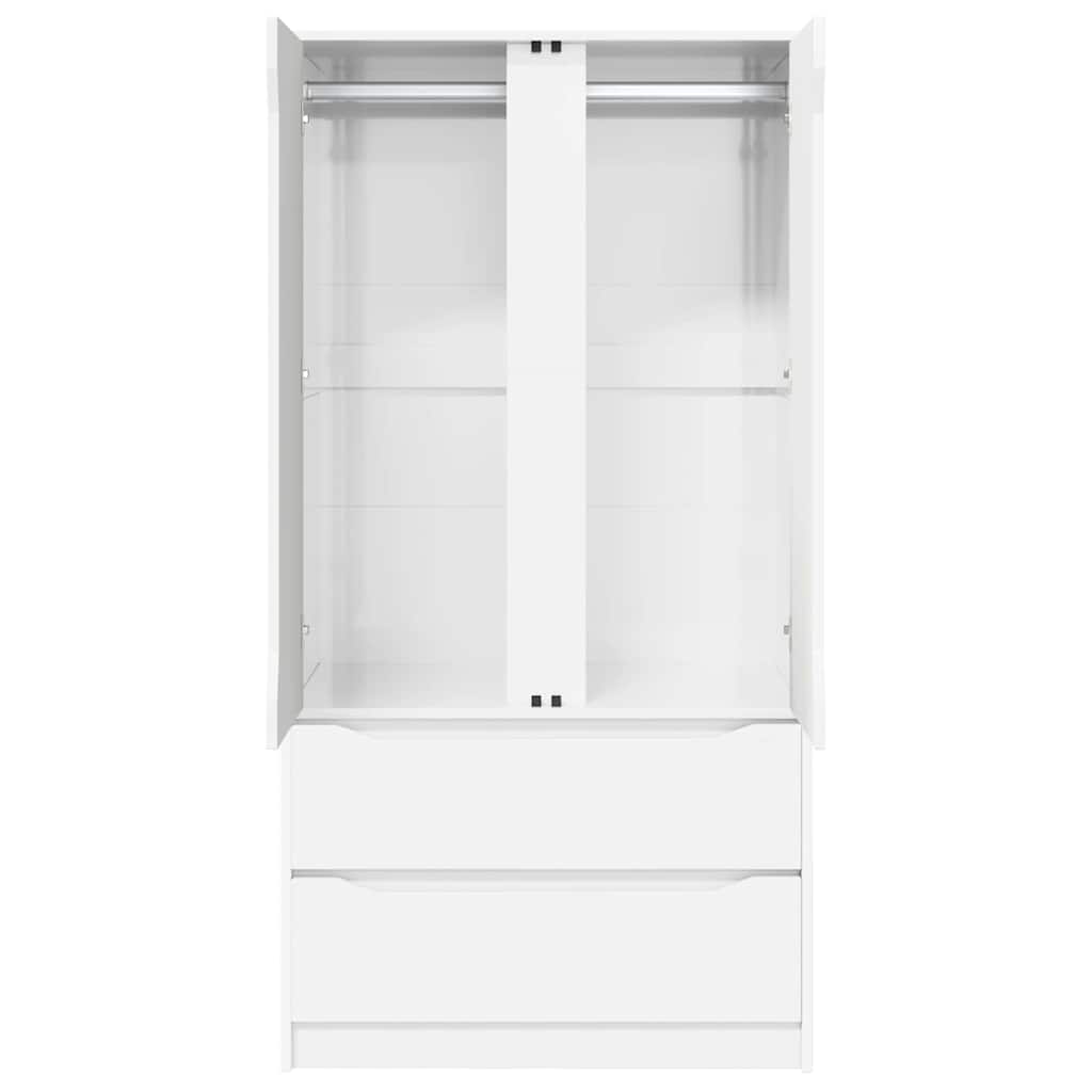 vidaXL Kleiderschrank Hochglanz Weiß 79,5 x 49 x 156 cm Holzwerkstoff