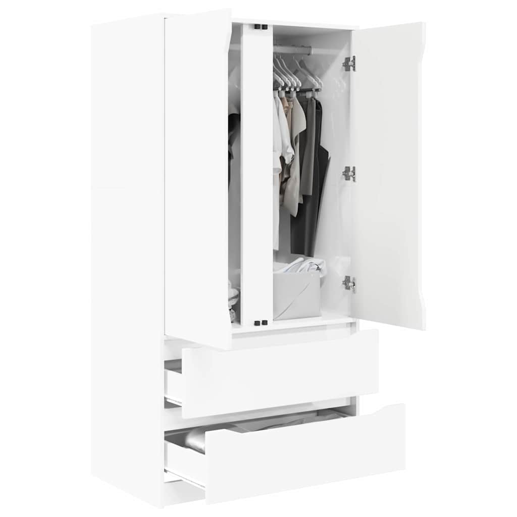 vidaXL Kleiderschrank Hochglanz Weiß 79,5 x 49 x 156 cm Holzwerkstoff