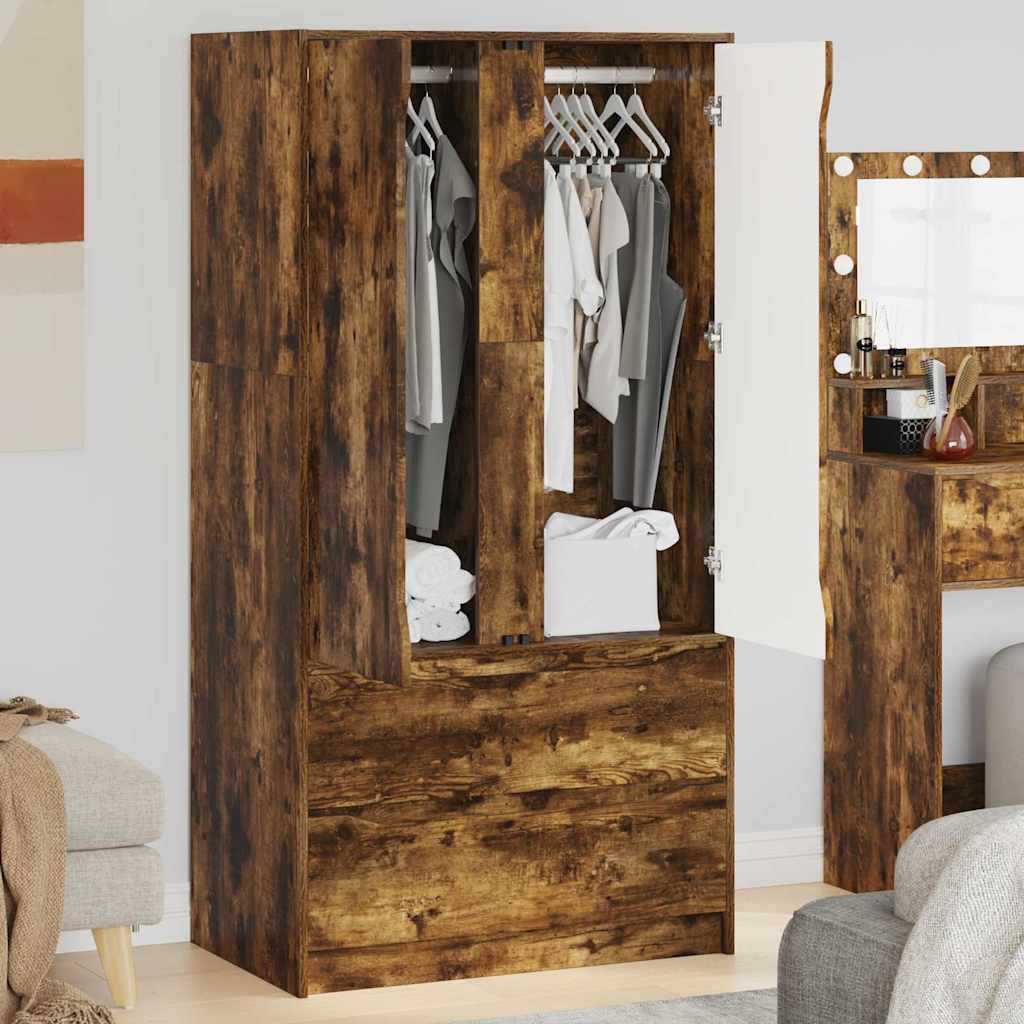 vidaXL Kleiderschrank mit Tür Geräucherte Eiche 79,5 x 49 x 156 cm