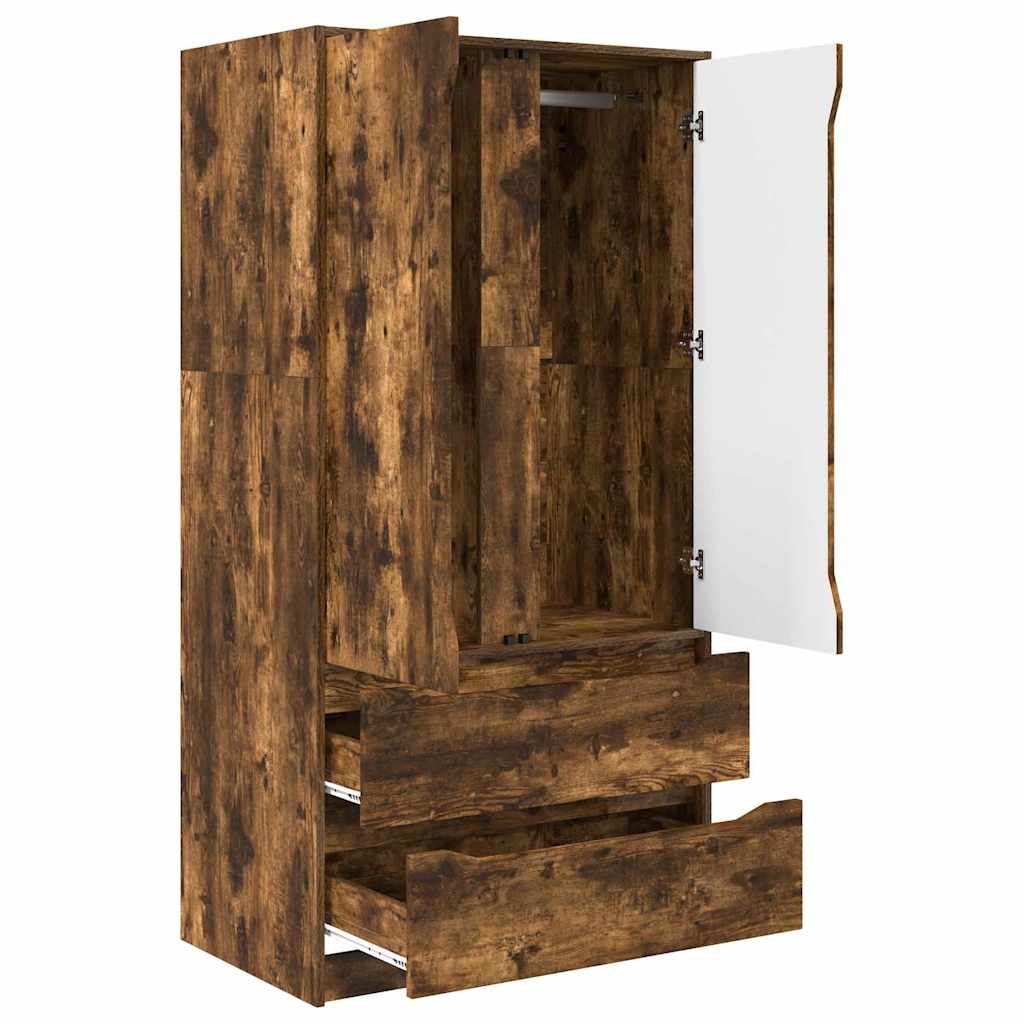 vidaXL Kleiderschrank mit Tür Geräucherte Eiche 79,5 x 49 x 156 cm