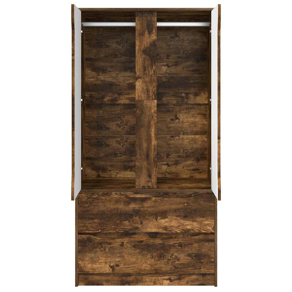 vidaXL Kleiderschrank mit Tür Geräucherte Eiche 79,5 x 49 x 156 cm