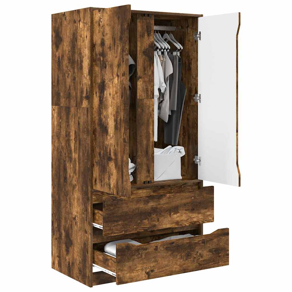 vidaXL Kleiderschrank mit Tür Geräucherte Eiche 79,5 x 49 x 156 cm
