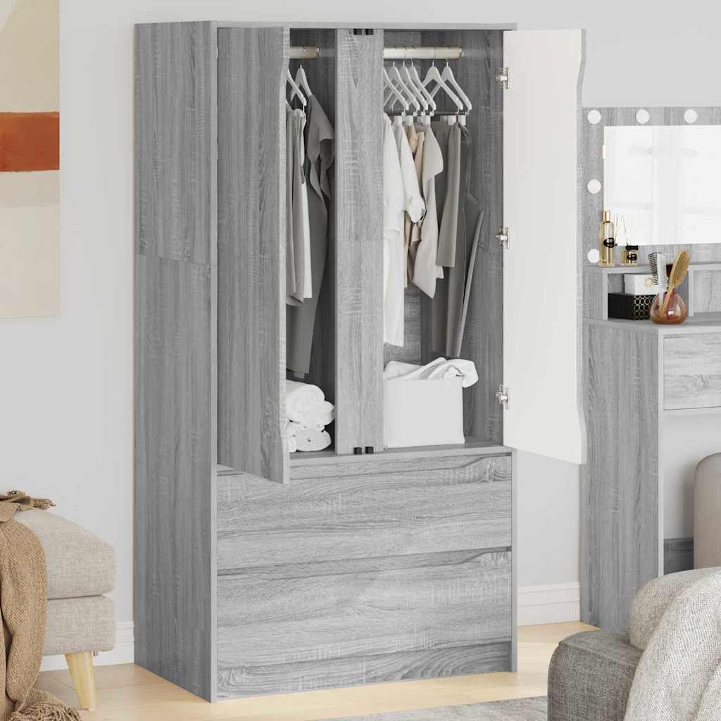 vidaXL Kleiderschrank Graues Sonoma 79,5 x 49 x 156 cm Holzwerkstoff
