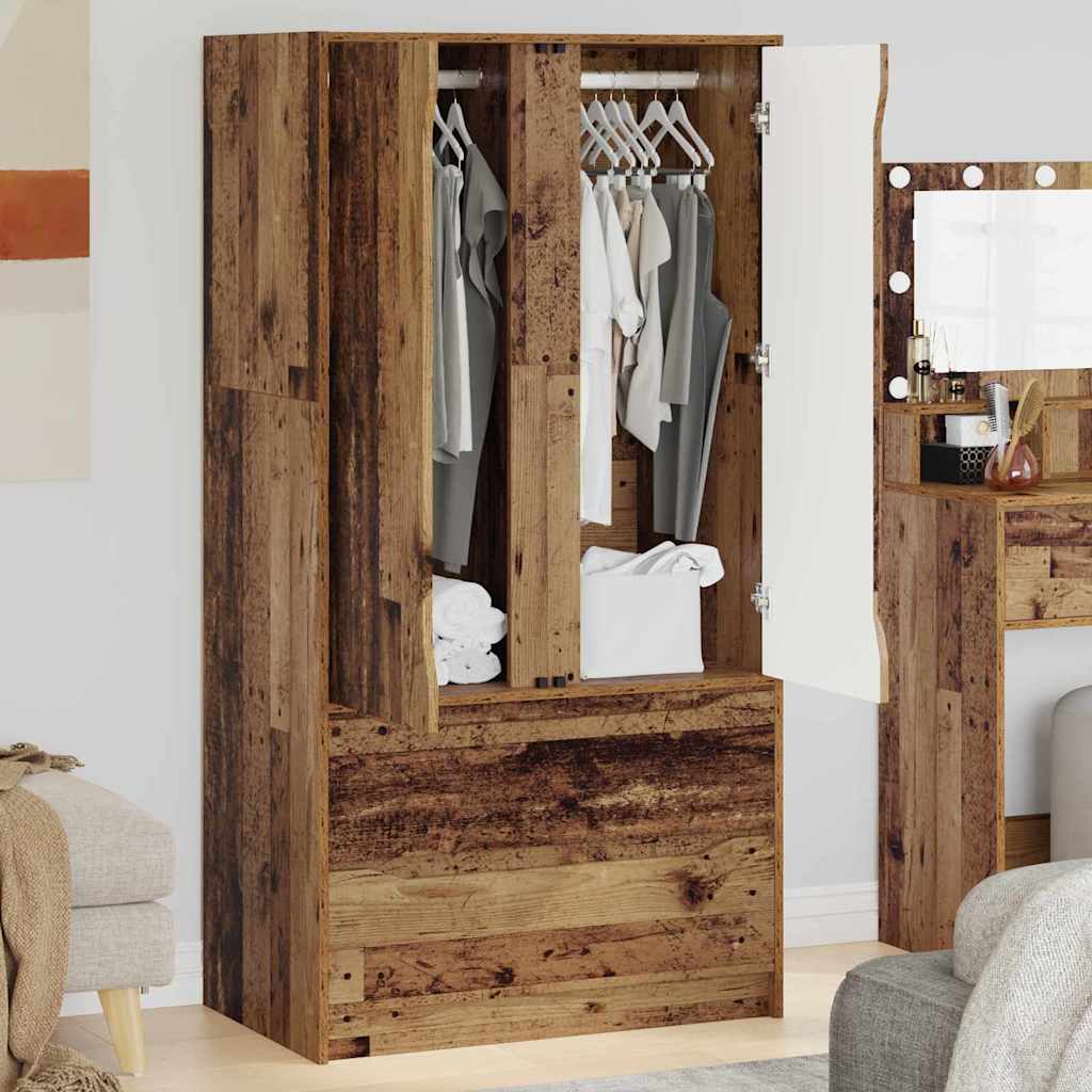 vidaXL Kleiderschrank mit Tür Altholz 79,5 x 49 x 156 cm Holzwerkstoff