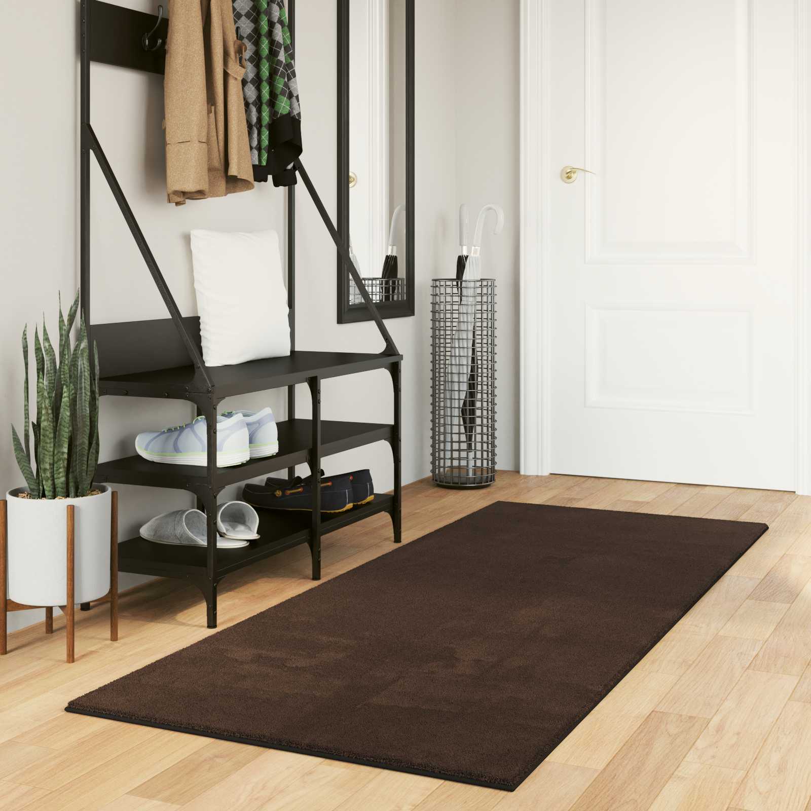 vidaXL Mittlerer Flor weicher und waschbarer Teppich HUARTE Braun