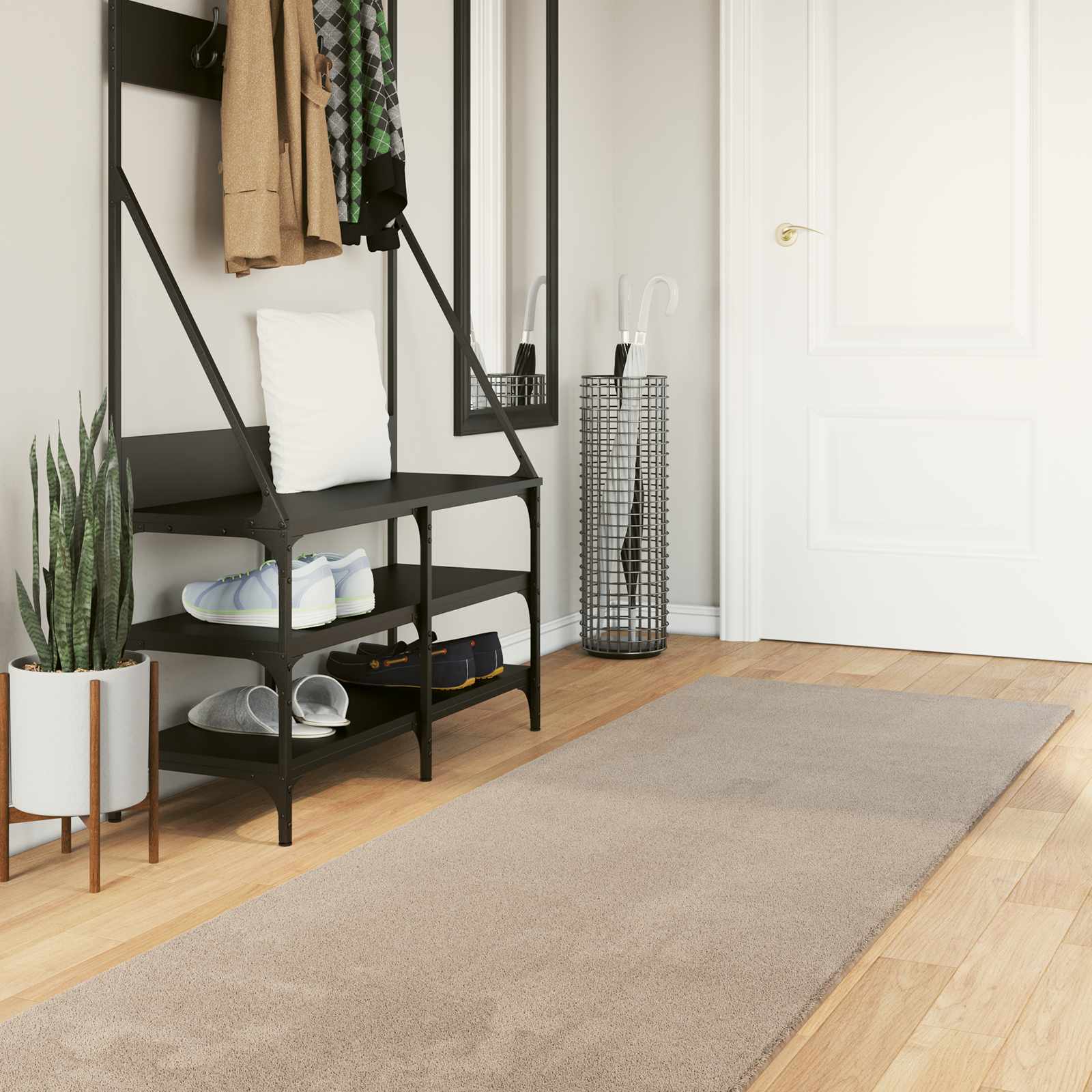vidaXL Mittlerer Flor weicher und waschbarer Teppich HUARTE Sand