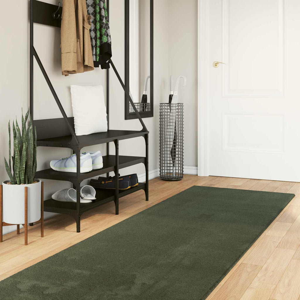 vidaXL Mittlerer Flor weicher und waschbarer Teppich HUARTE Waldgrün