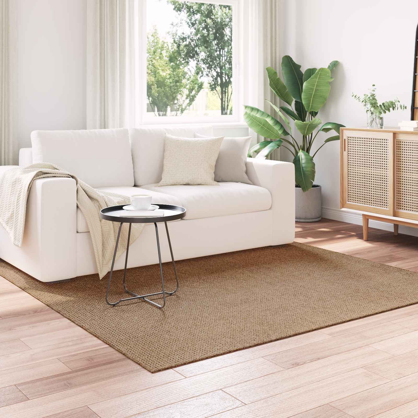 vidaXL Bereichsteppiche Quadratisch AGIRA Natur 120 x 120 cm Polyester