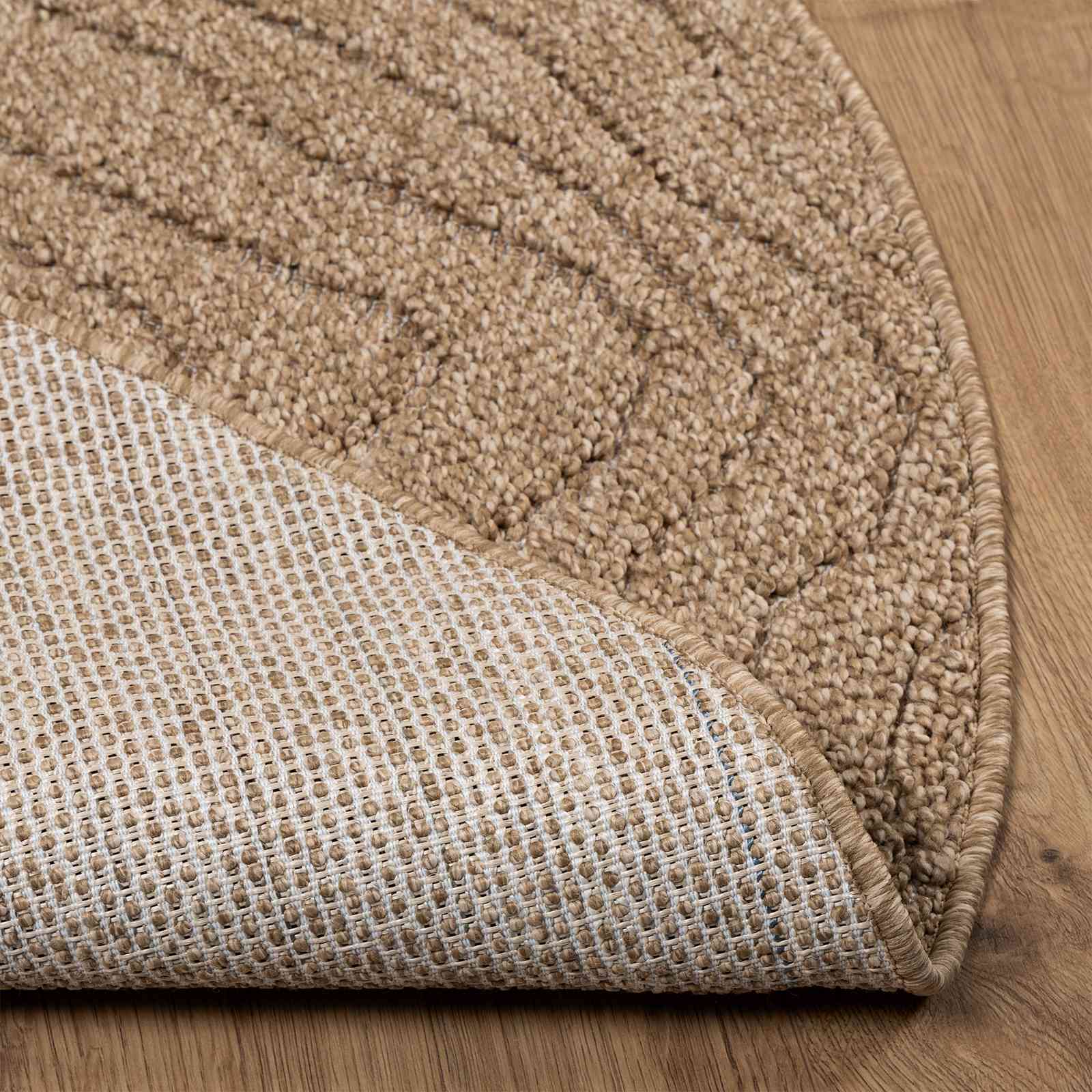 vidaXL Bereichsteppiche Rund Moiré AGIRA Natur Ø 120 CM Polyester