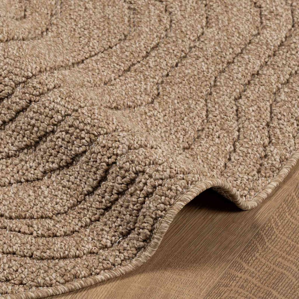 vidaXL Bereichsteppiche Rund Moiré AGIRA Natur Ø 120 CM Polyester