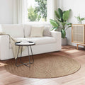 vidaXL Bereichsteppiche Rund Moiré AGIRA Natur Ø 120 CM Polyester