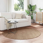 vidaXL Bereichsteppiche Rund Moiré AGIRA Natur Ø 120 CM Polyester