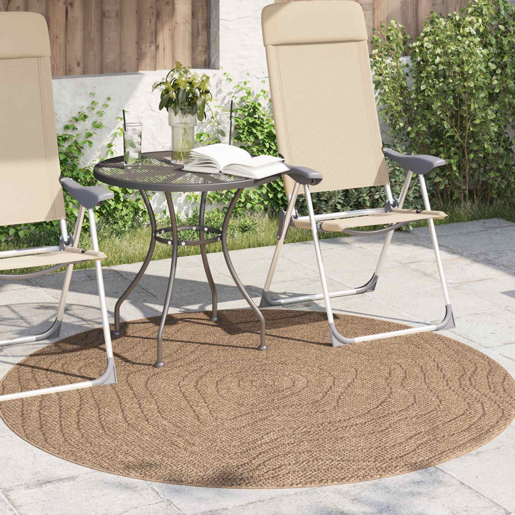 vidaXL Bereichsteppiche Rund Moiré AGIRA Natur Ø 120 CM Polyester