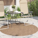 vidaXL Bereichsteppiche Rund Moiré AGIRA Natur Ø 120 CM Polyester