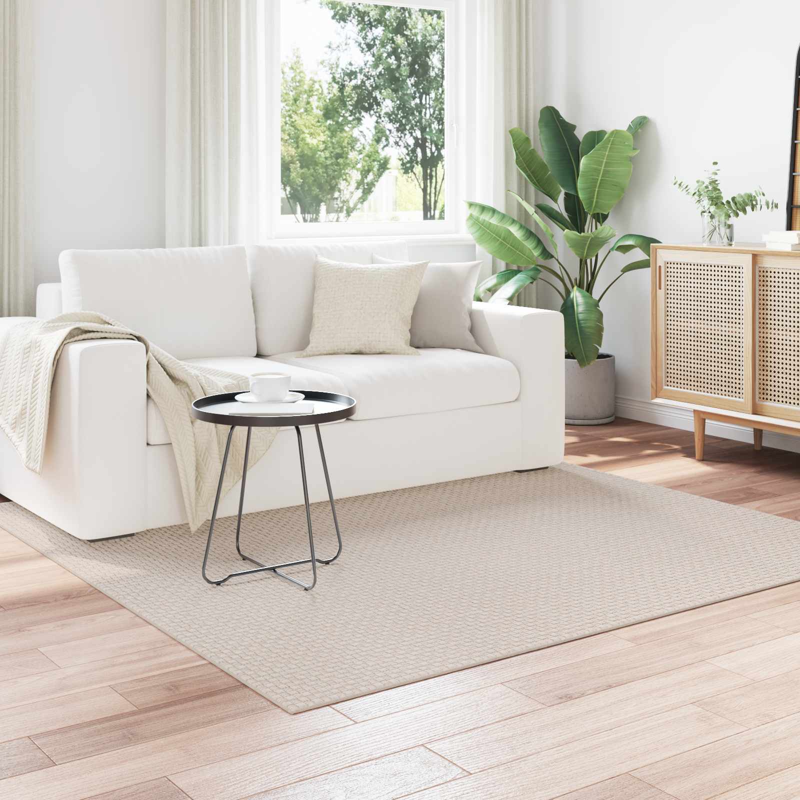 vidaXL Bereichsteppiche Quadratisch FARO Creme 120 x 120 cm Polyester