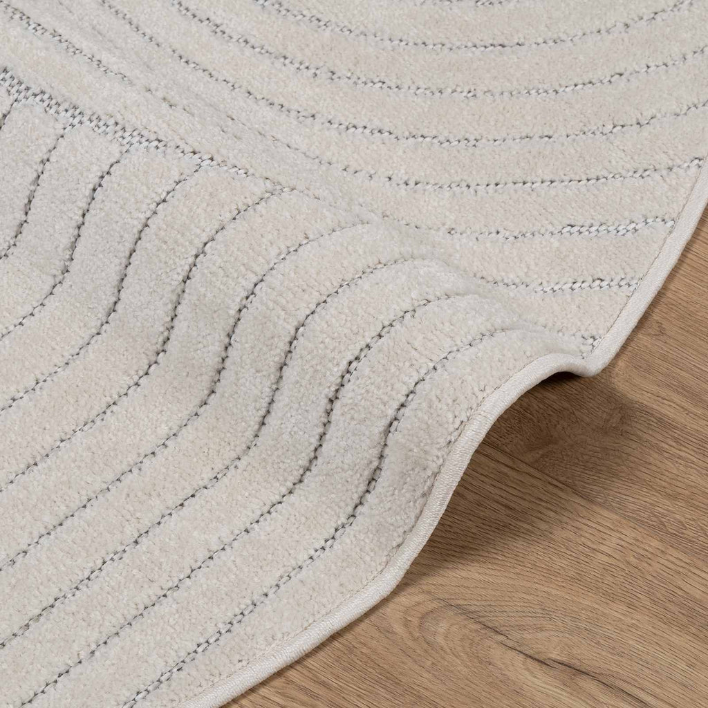 vidaXL Bereichsteppiche Rund PALMERAS Creme Ø 120 CM Polyester