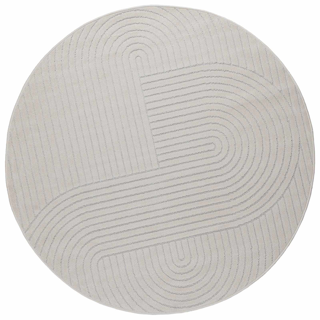 vidaXL Bereichsteppiche Rund PALMERAS Creme Ø 120 CM Polyester