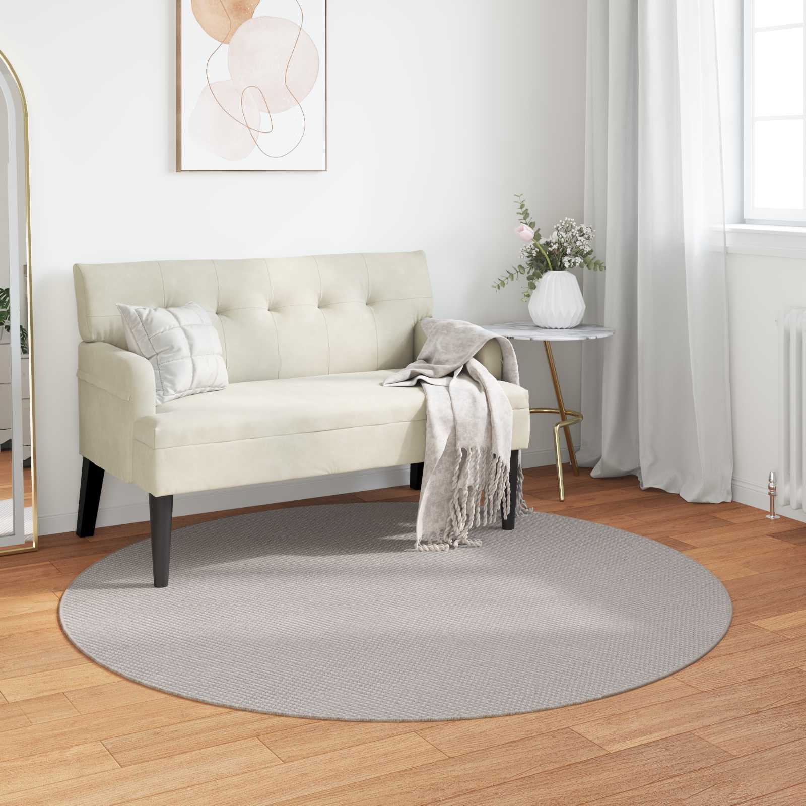 vidaXL Bereichsteppiche Rund LUGO Creme Ø 120 CM Polyester