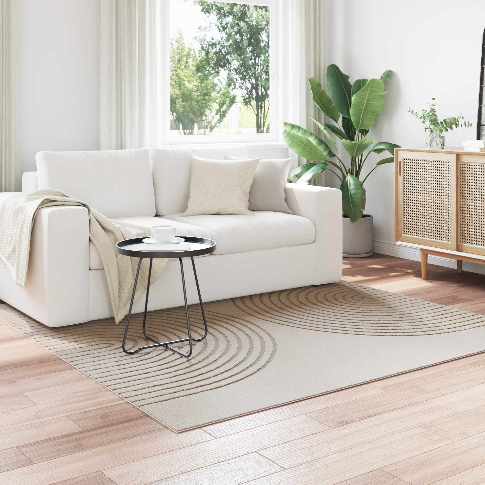 vidaXL Bereichsteppiche Quadratisch GALATI Creme 120 x 120 cm