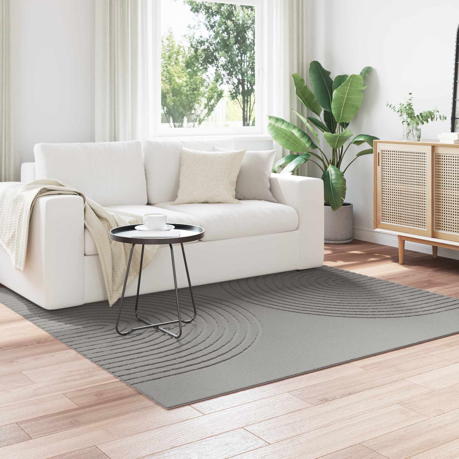 vidaXL Bereichsteppiche Quadratisch GALATI Grau 120 x 120 cm Polyester