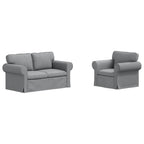 vidaXL Sofa Set 2 pcs Hellgrau 155 x 82 x 80 cm Stoff