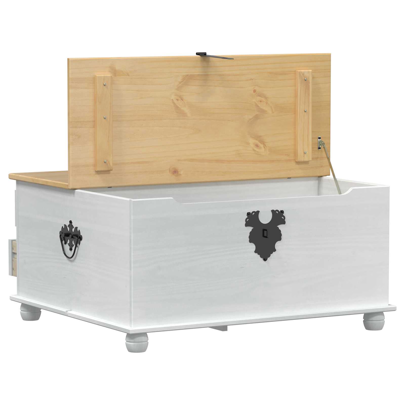 vidaXL Aufbewahrungsbox Weiß 90 x 78 x 45 cm Massives Kiefernholz