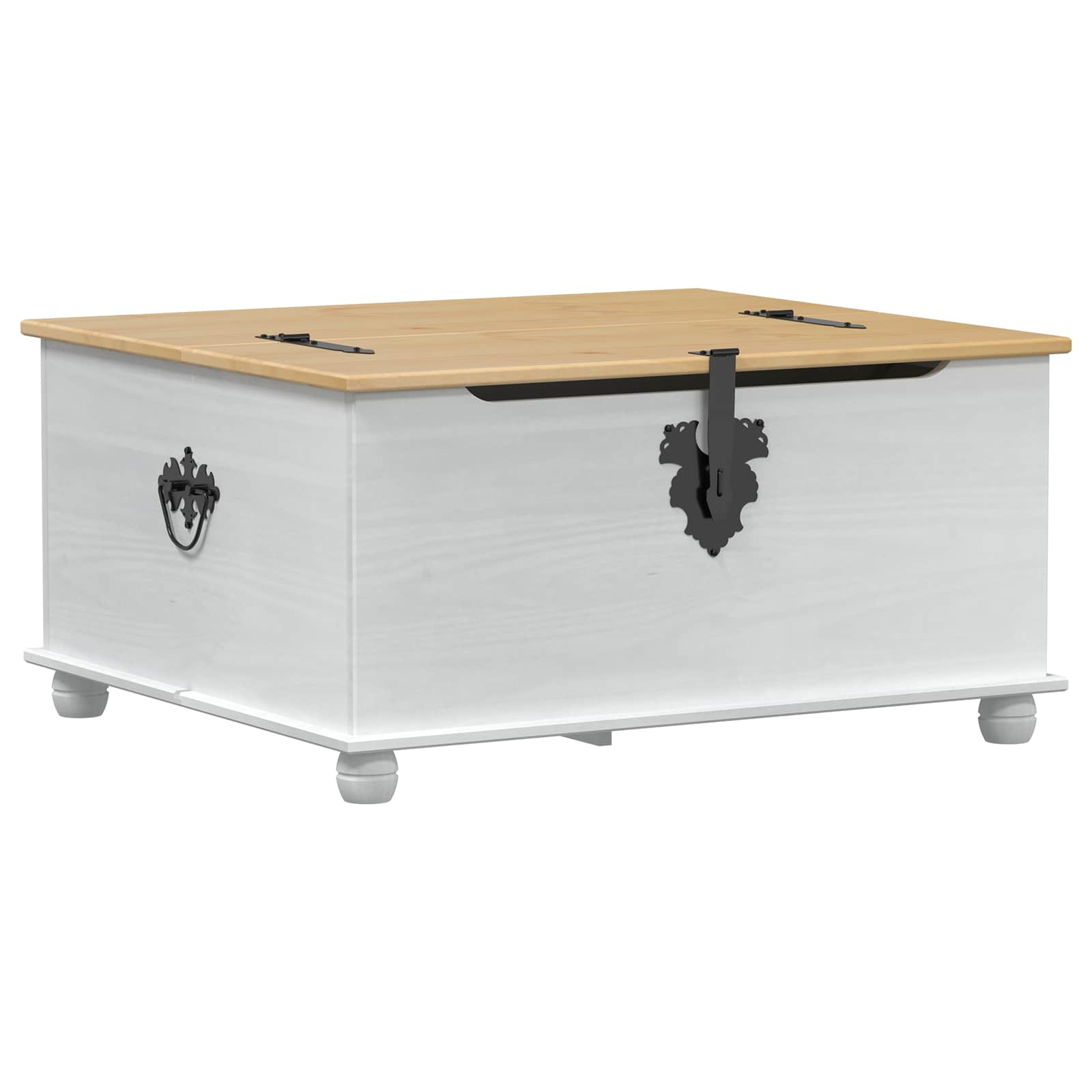 vidaXL Aufbewahrungsbox Weiß 90 x 78 x 45 cm Massives Kiefernholz