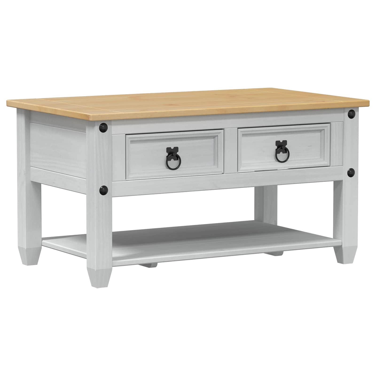 vidaXL Couchtisch Weiß 85 x 50 x 45 cm Massives Kiefernholz
