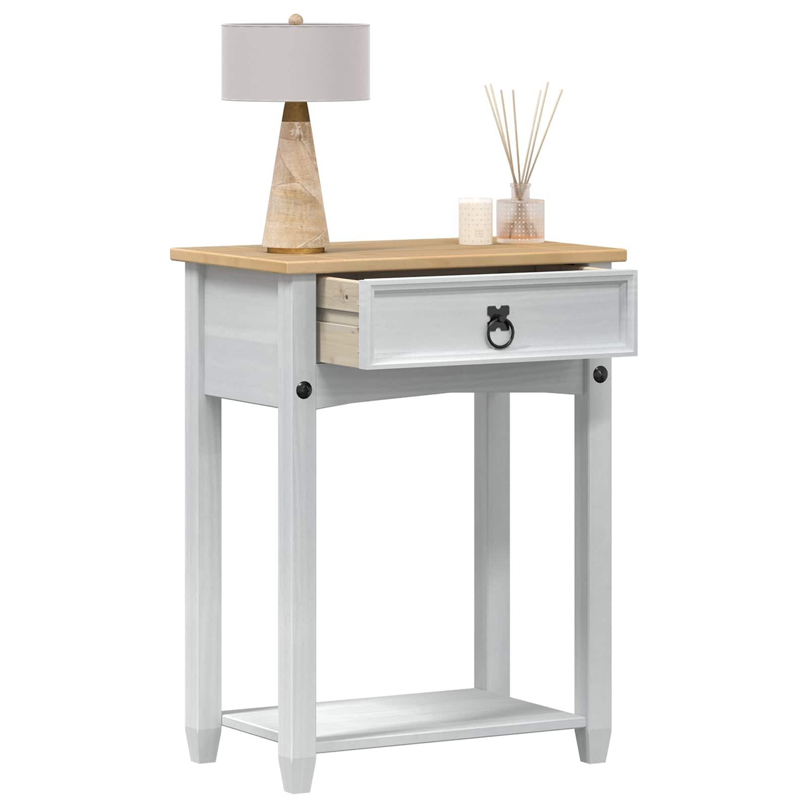 vidaXL Konsolentisch Weiß 55 x 35 x 73 cm Massives Kiefernholz