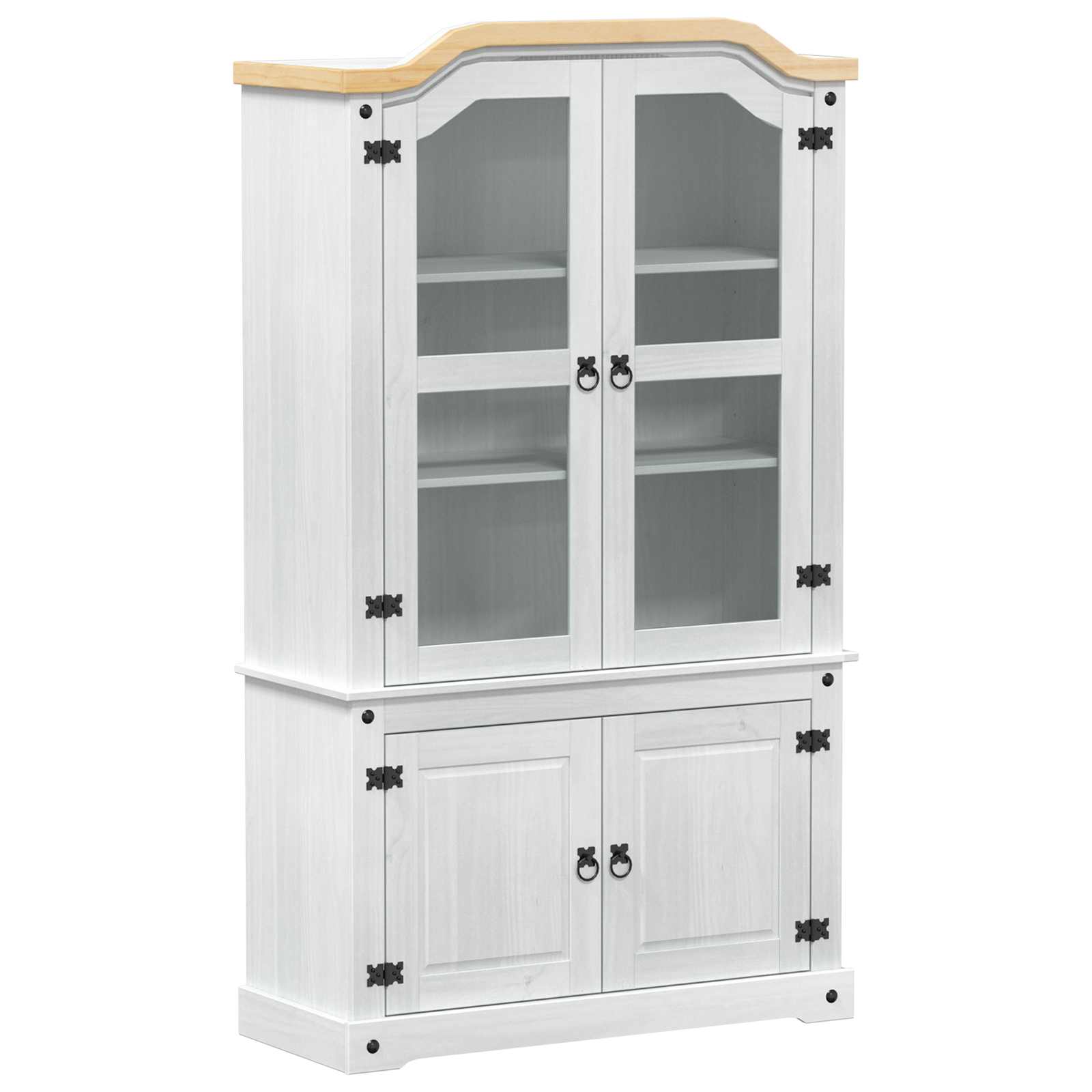 vidaXL Vitrine Weiß 103,5 x 42 x 180 cm Massives Kiefernholz
