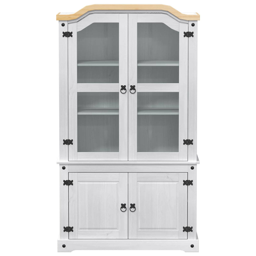 vidaXL Vitrine Weiß 103,5 x 42 x 180 cm Massives Kiefernholz