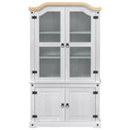 vidaXL Vitrine Weiß 103,5 x 42 x 180 cm Massives Kiefernholz