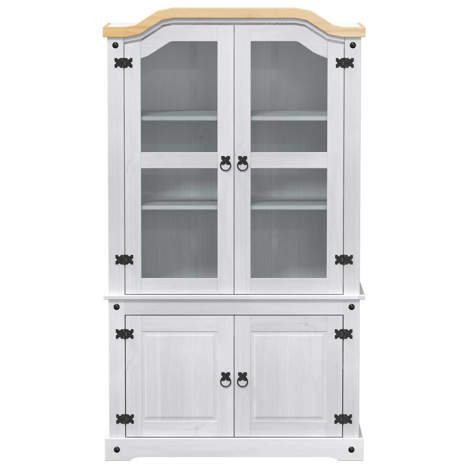 vidaXL Vitrine Weiß 103,5 x 42 x 180 cm Massives Kiefernholz