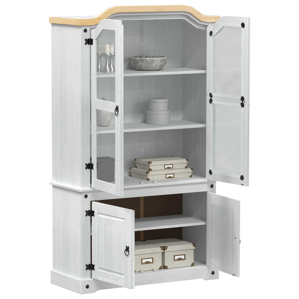 vidaXL Vitrine Weiß 103,5 x 42 x 180 cm Massives Kiefernholz