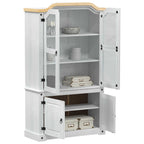 vidaXL Vitrine Weiß 103,5 x 42 x 180 cm Massives Kiefernholz