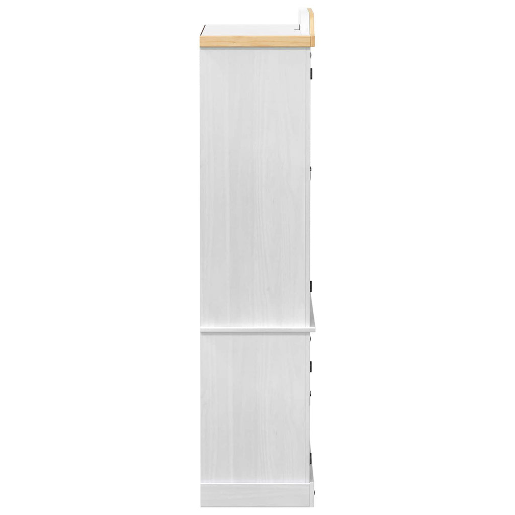 vidaXL Vitrine Weiß 103,5 x 42 x 180 cm Massives Kiefernholz
