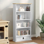vidaXL CD-Regal Weiß 52 x 17.5 x 103 cm Massives Kiefernholz