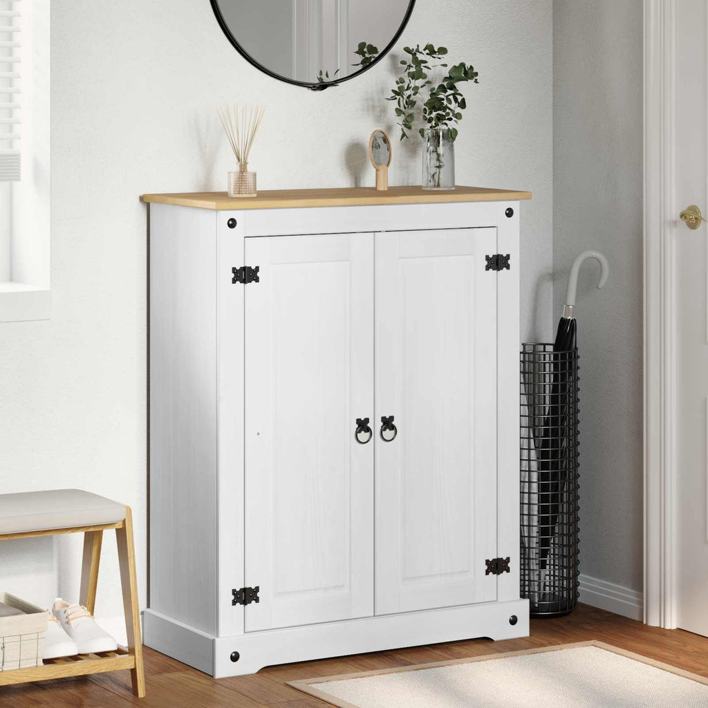 vidaXL Schuhschrank Weiß 86 x 38,5 x 108 cm Massives Kiefernholz