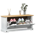 vidaXL Schuhschrank Corona Weiß 99 x 32 x 49 cm Massives Kiefernholz